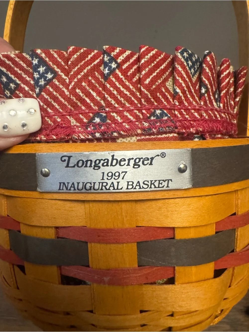 Longaberger Red, White and Blue 1997 Inaugural Woven Basket